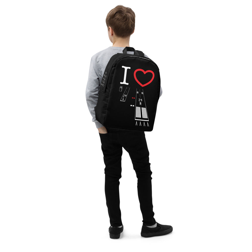 Torrance Airport Runways 29L / 29R black minimalist backpack