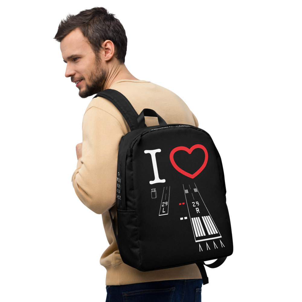 Torrance Airport Runways 29L / 29R black minimalist backpack