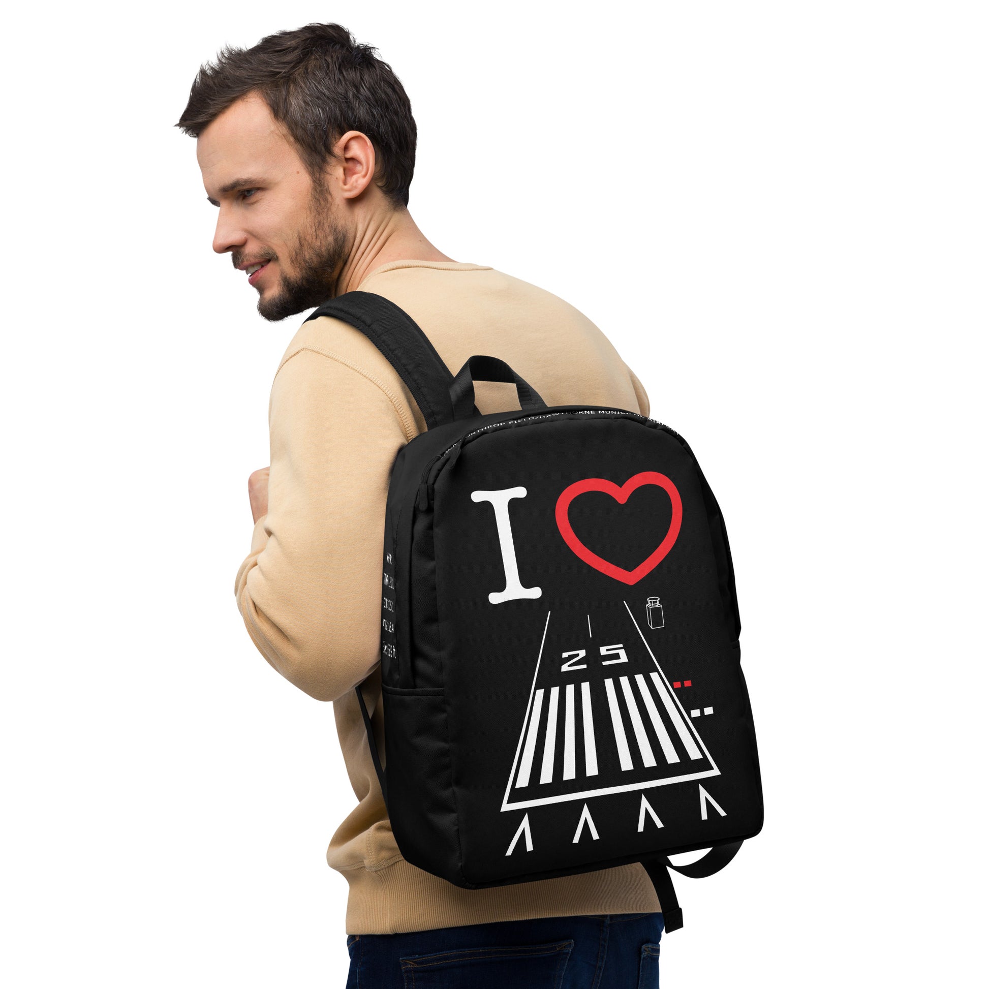 Hawthorne Airport Runway 25 - black minimalist backpack