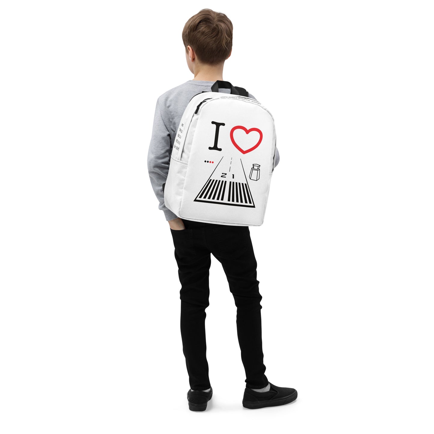 Santa Monica Airport Runway 21 - white minimalist backpack