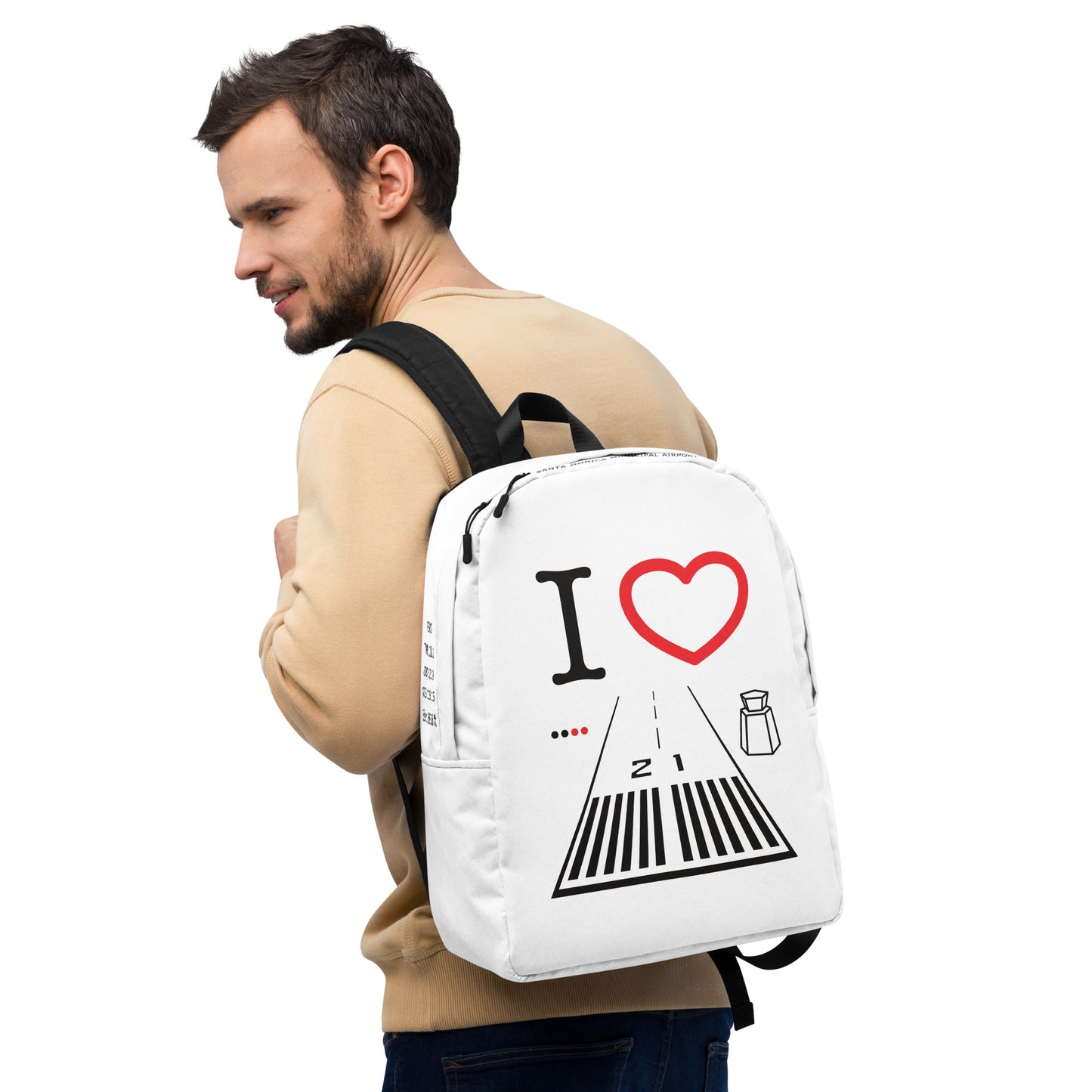 Santa Monica Airport Runway 21 - white minimalist backpack