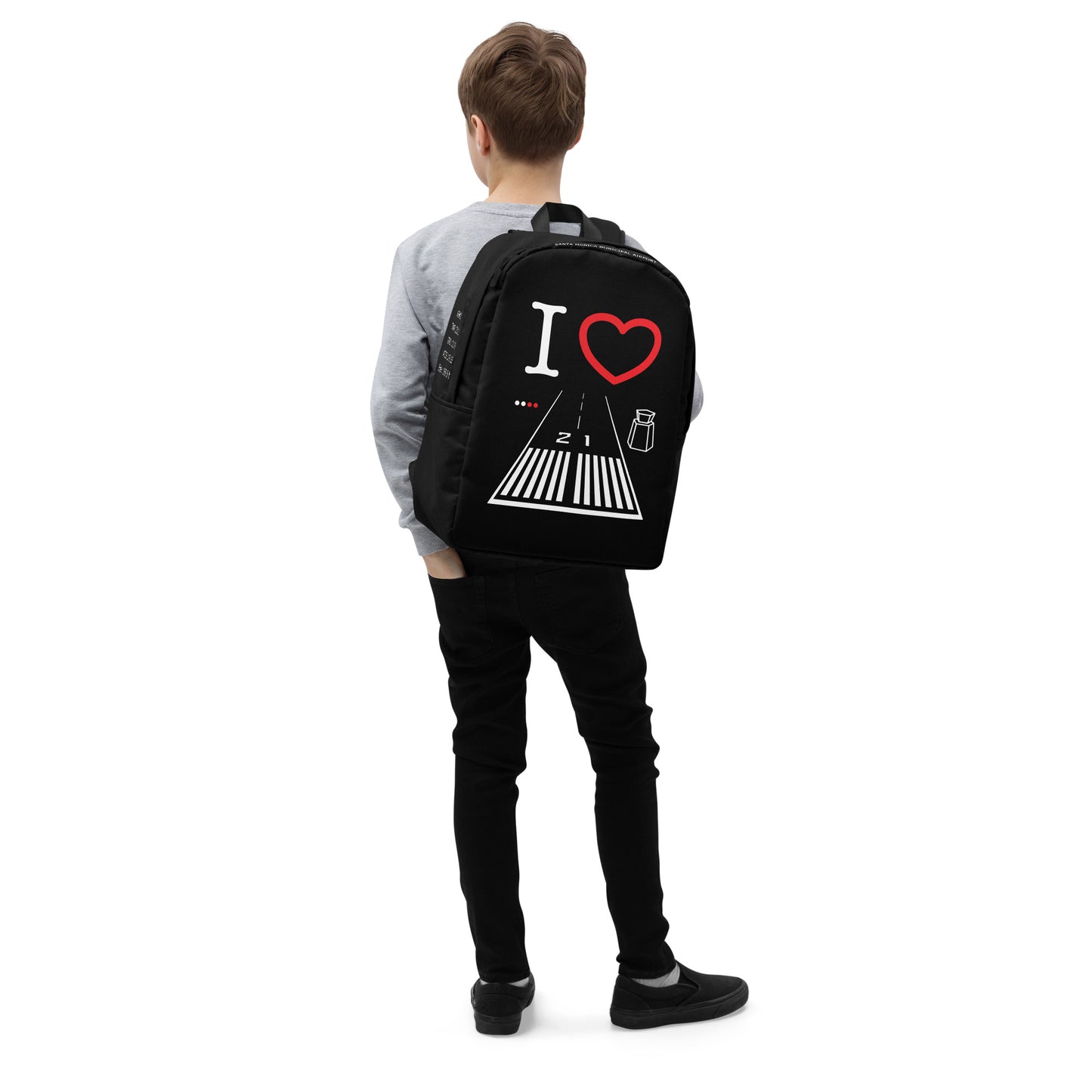 Santa Monica Airport Runway 21 - black minimalist backpack
