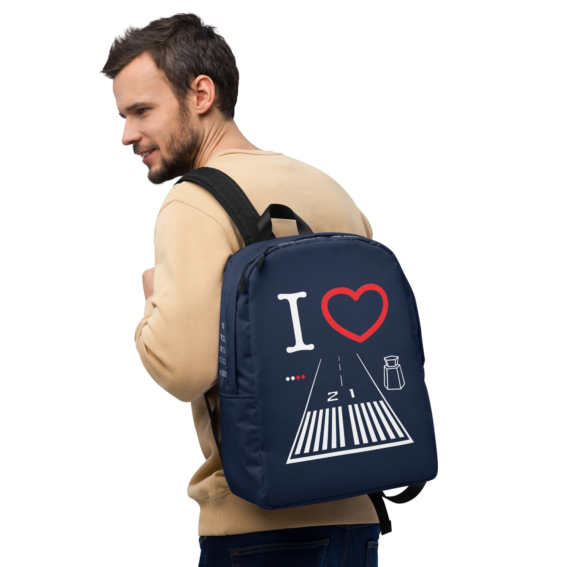 Santa Monica Airport Runway 21 - navy minimalist backpack