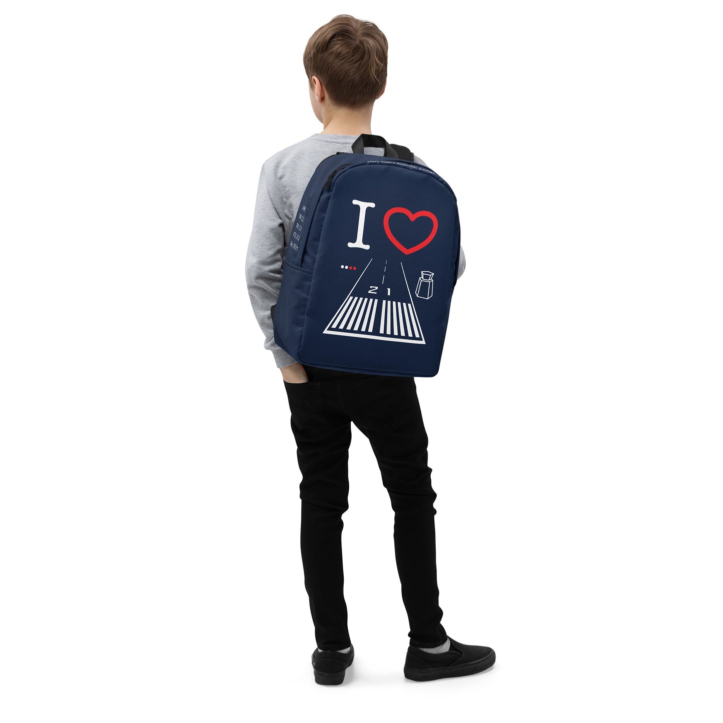 Santa Monica Airport Runway 21 - navy minimalist backpack