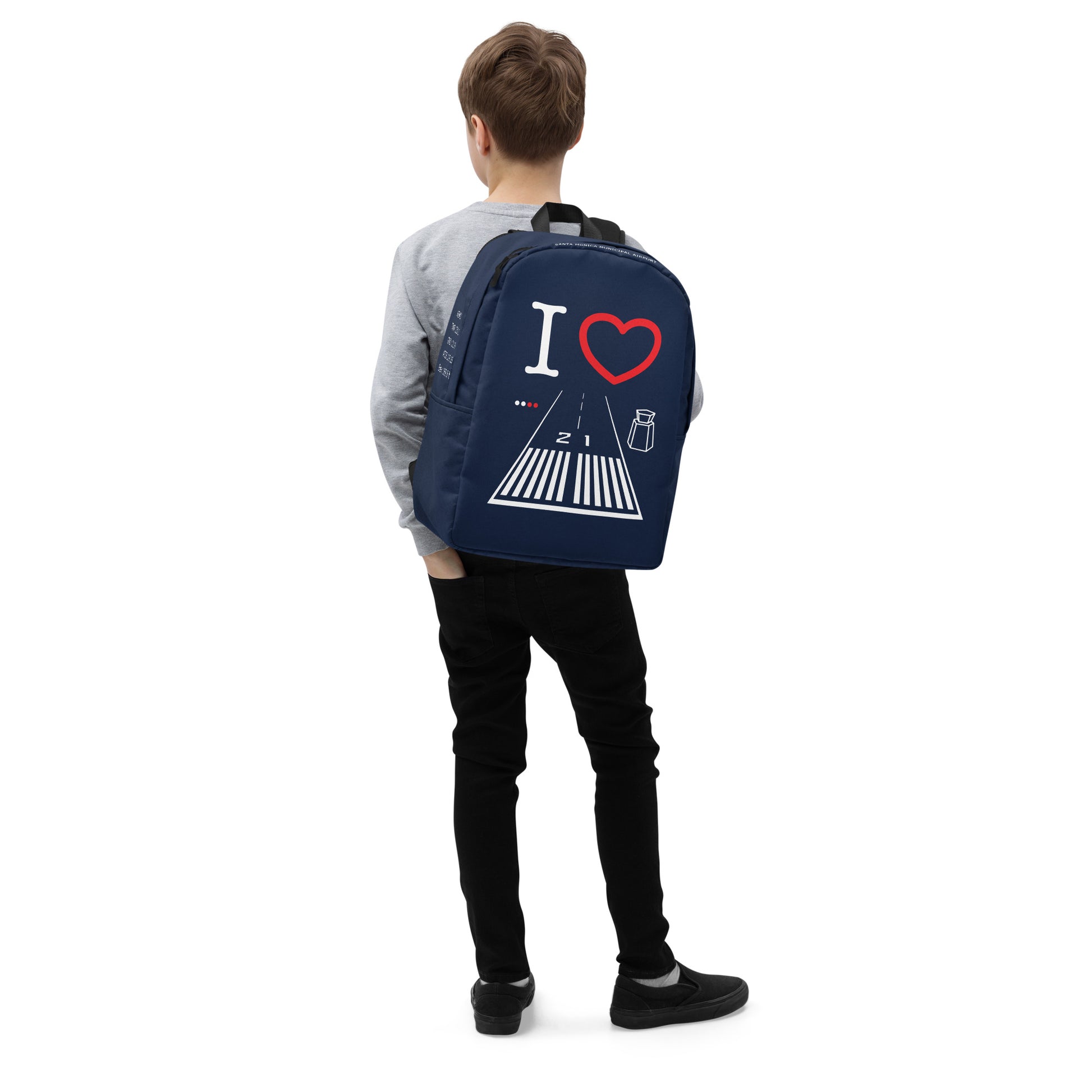 Santa Monica Airport Runway 21 - navy minimalist backpack