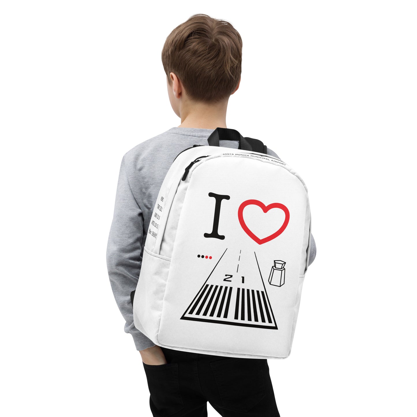 Santa Monica Airport Runway 21 - white minimalist backpack