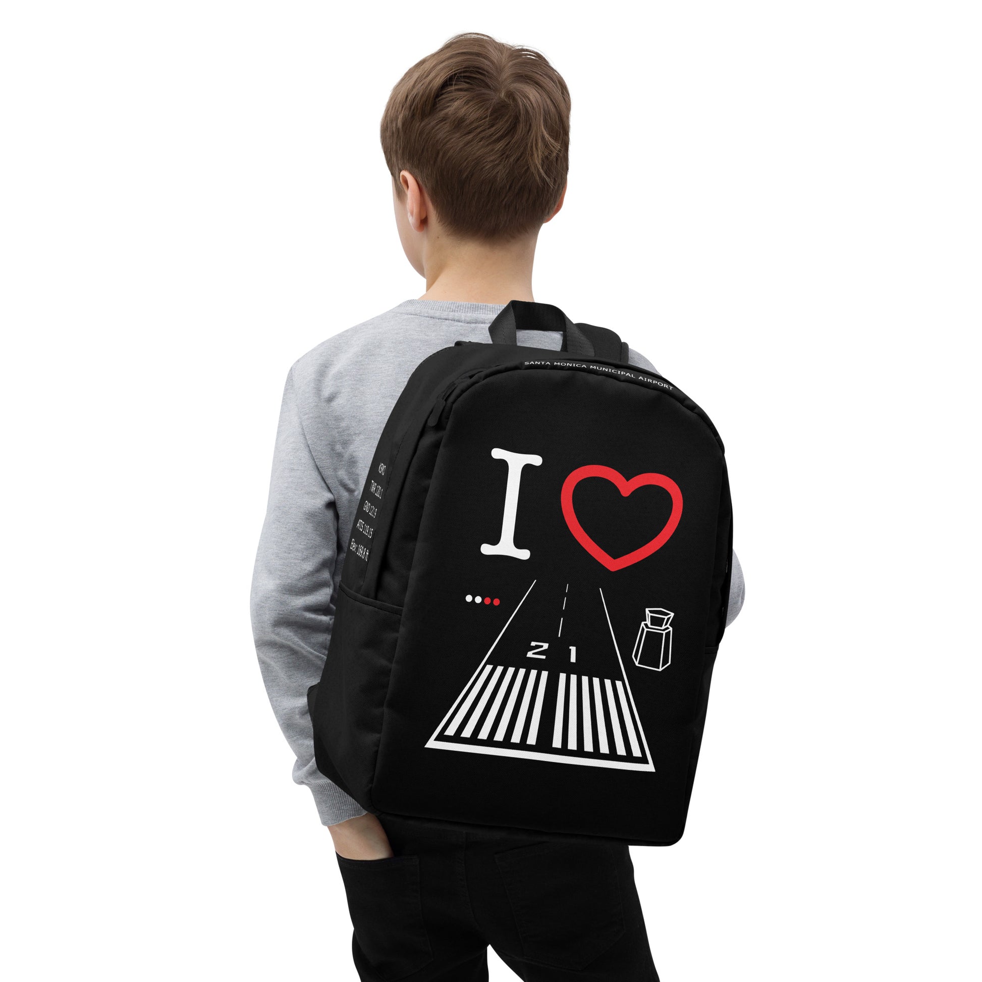 Santa Monica Airport Runway 21 - black minimalist backpack