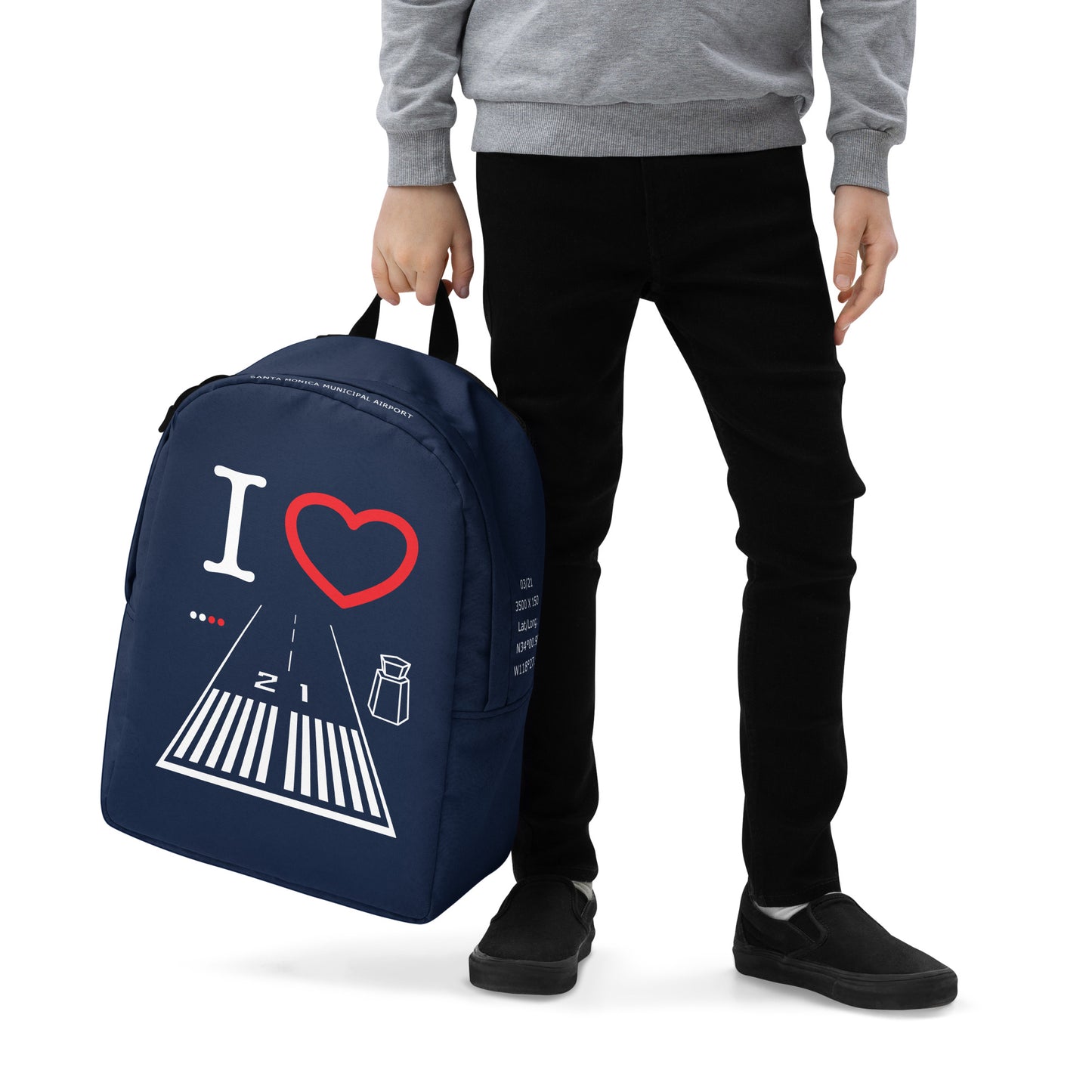 Santa Monica Airport Runway 21 - navy minimalist backpack