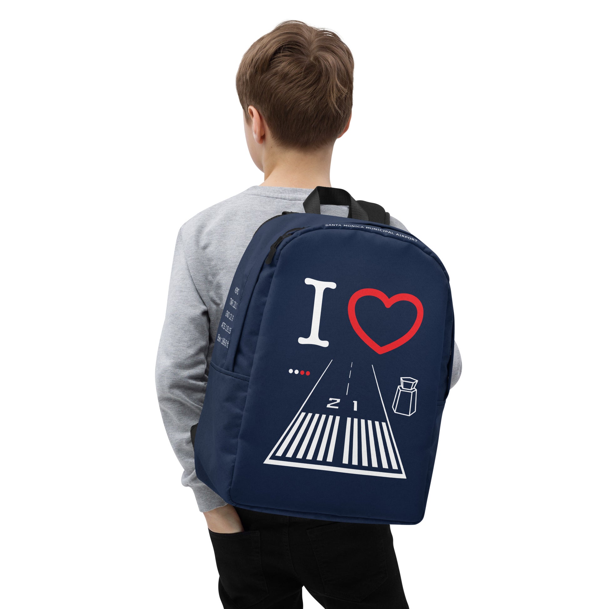 Santa Monica Airport Runway 21 - navy minimalist backpack