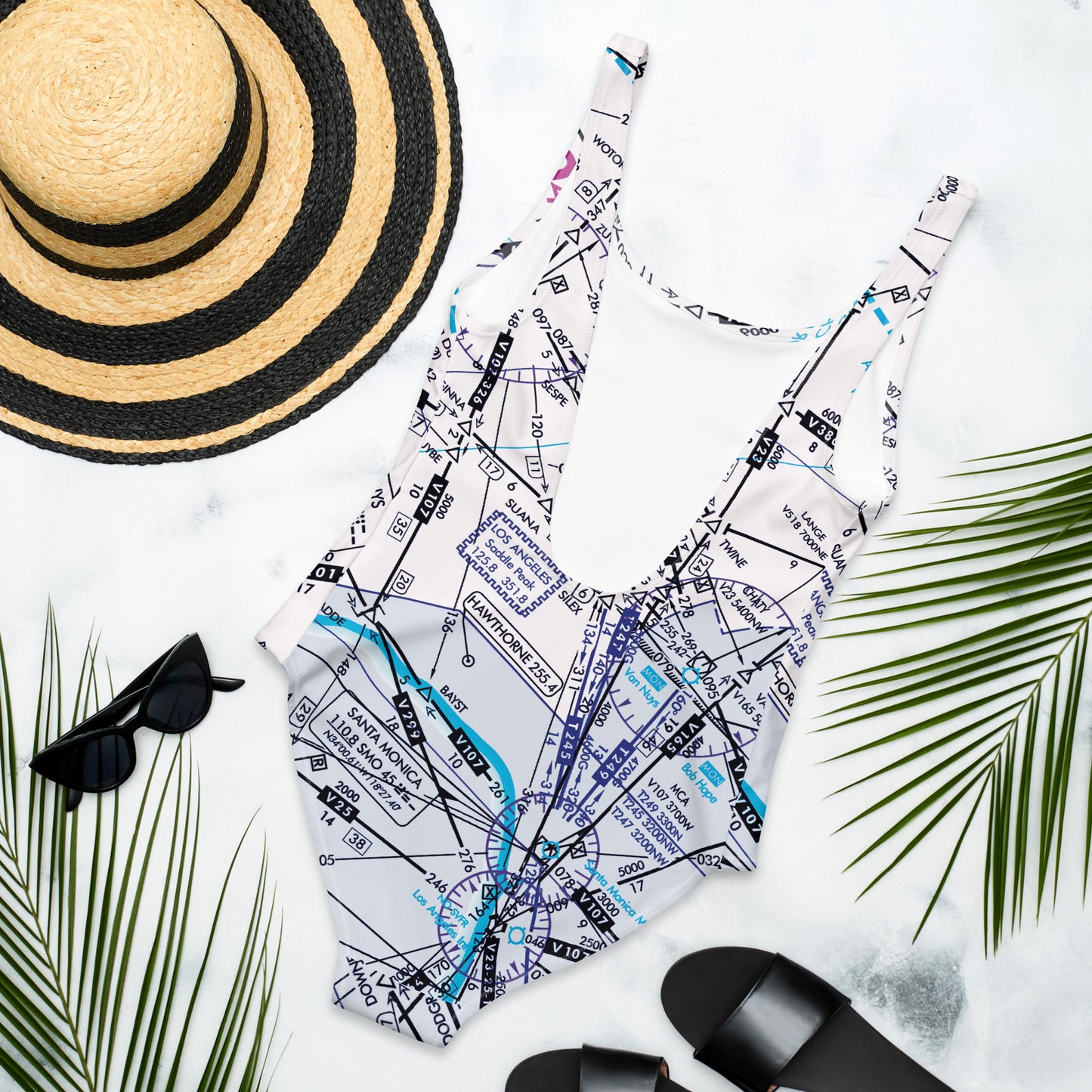 Enroute Low Altitude (ELUS3) Chart - one-piece swimsuit (white)