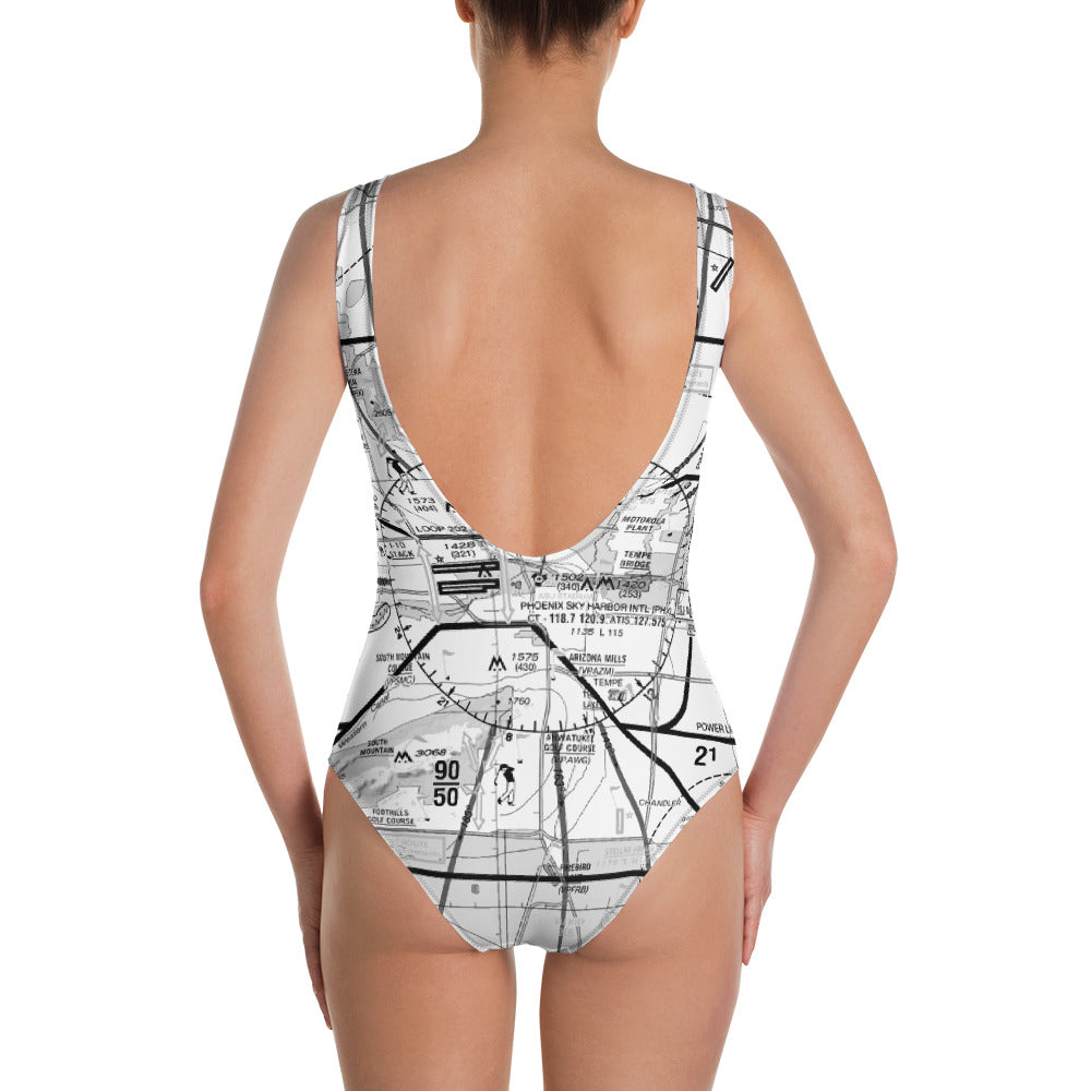 Phoenix TAC Chart one-piece swimsuit (b&w)