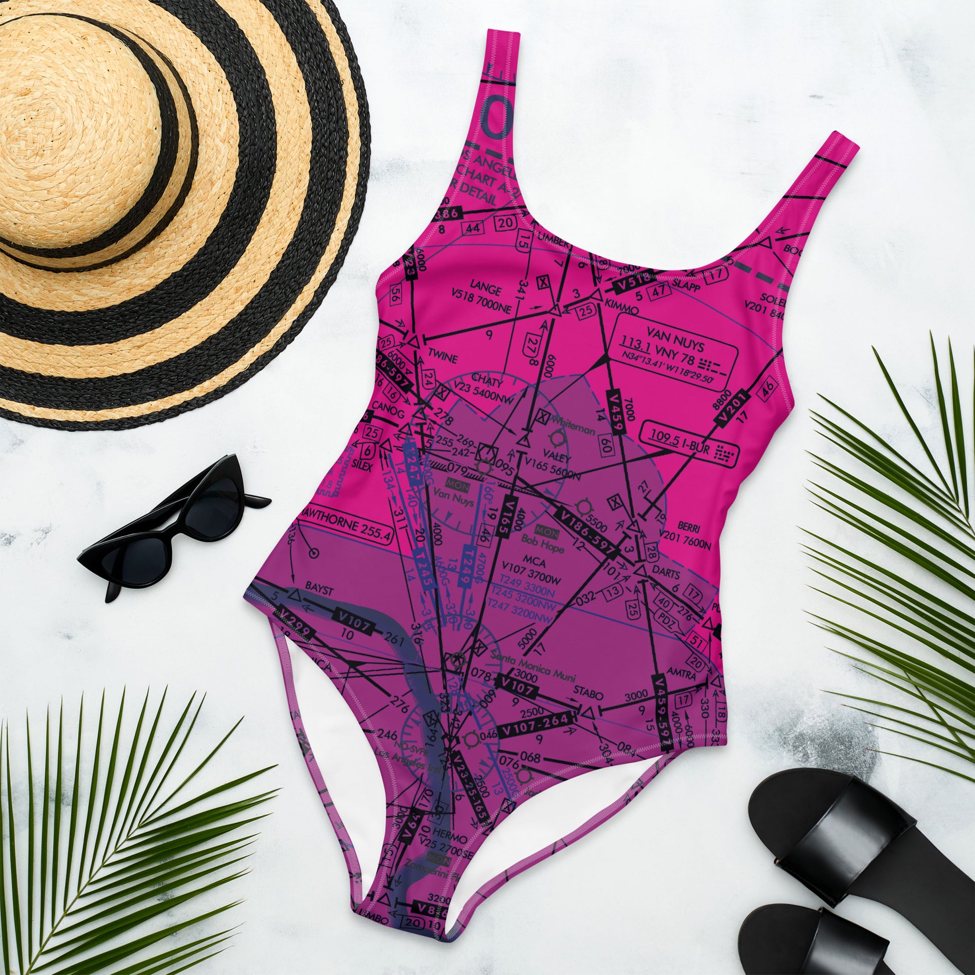 Enroute Low Altitude (ELUS3) Chart - one-piece swimsuit (pink)