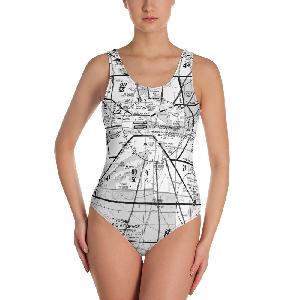 Phoenix TAC Chart one-piece swimsuit (b&w)