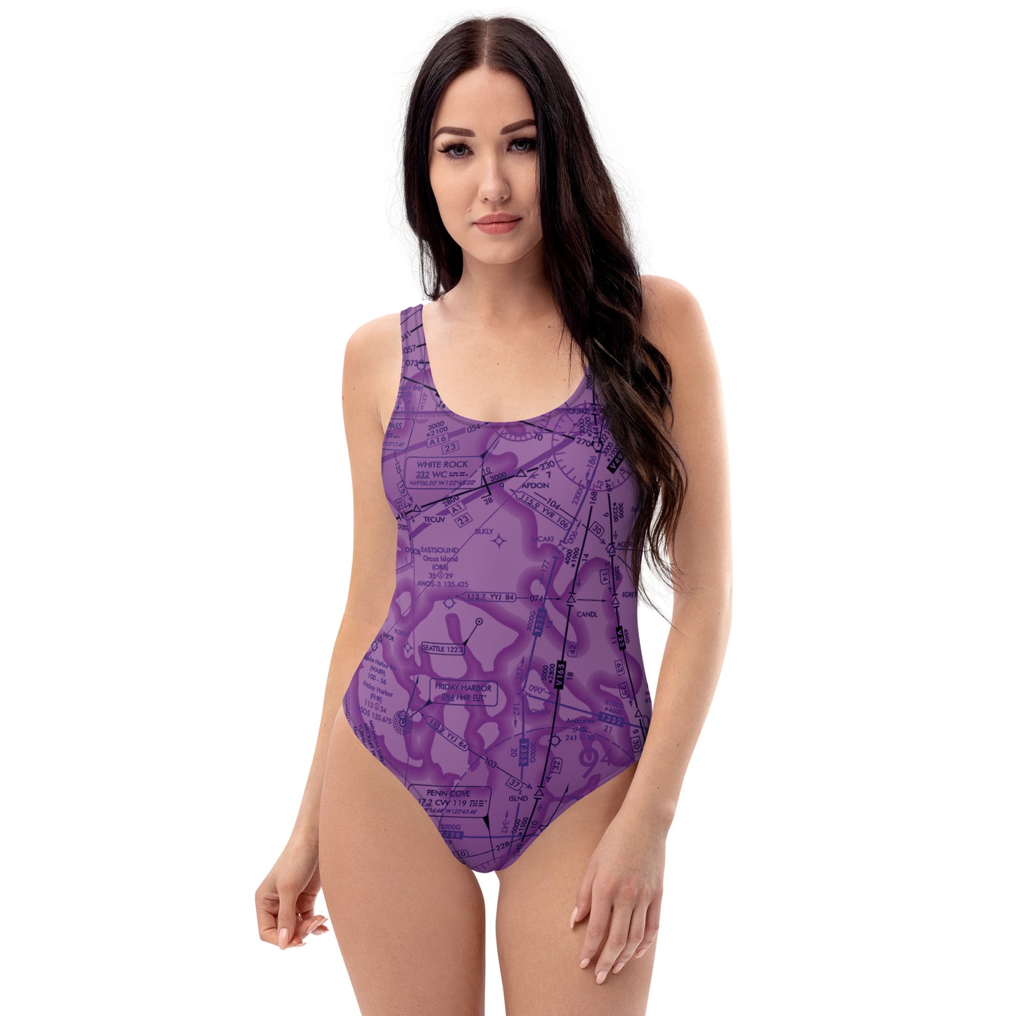 Enroute Low Altitude (ELUS1) Chart one-piece swimsuit (purple)