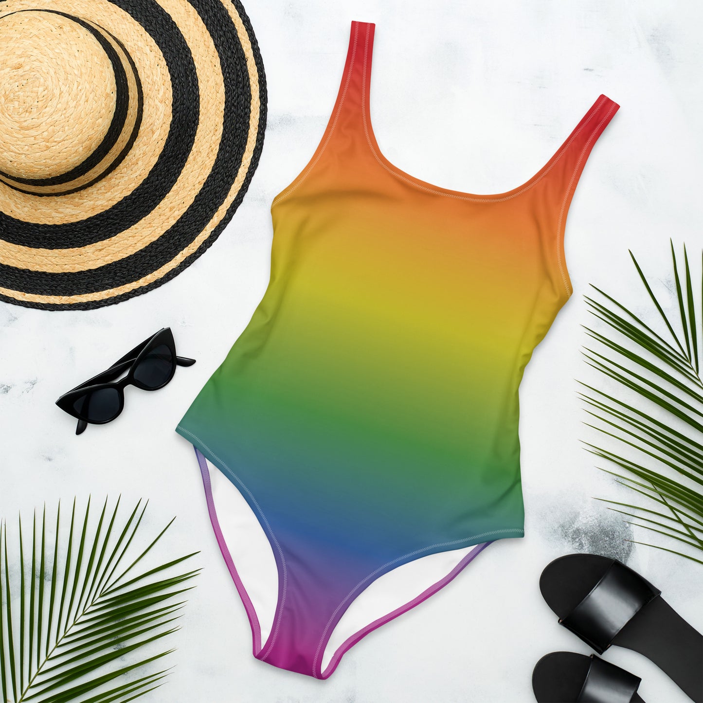 Rainbow one-piece swimsuit