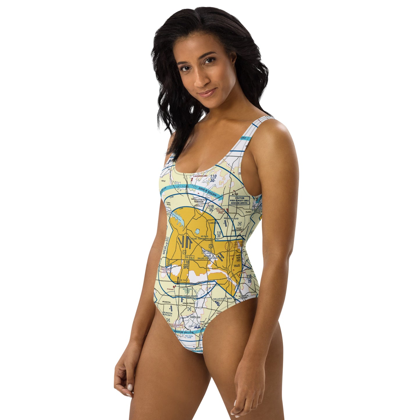 Dallas - Ft. Worth Flyway Chart one-piece swimsuit