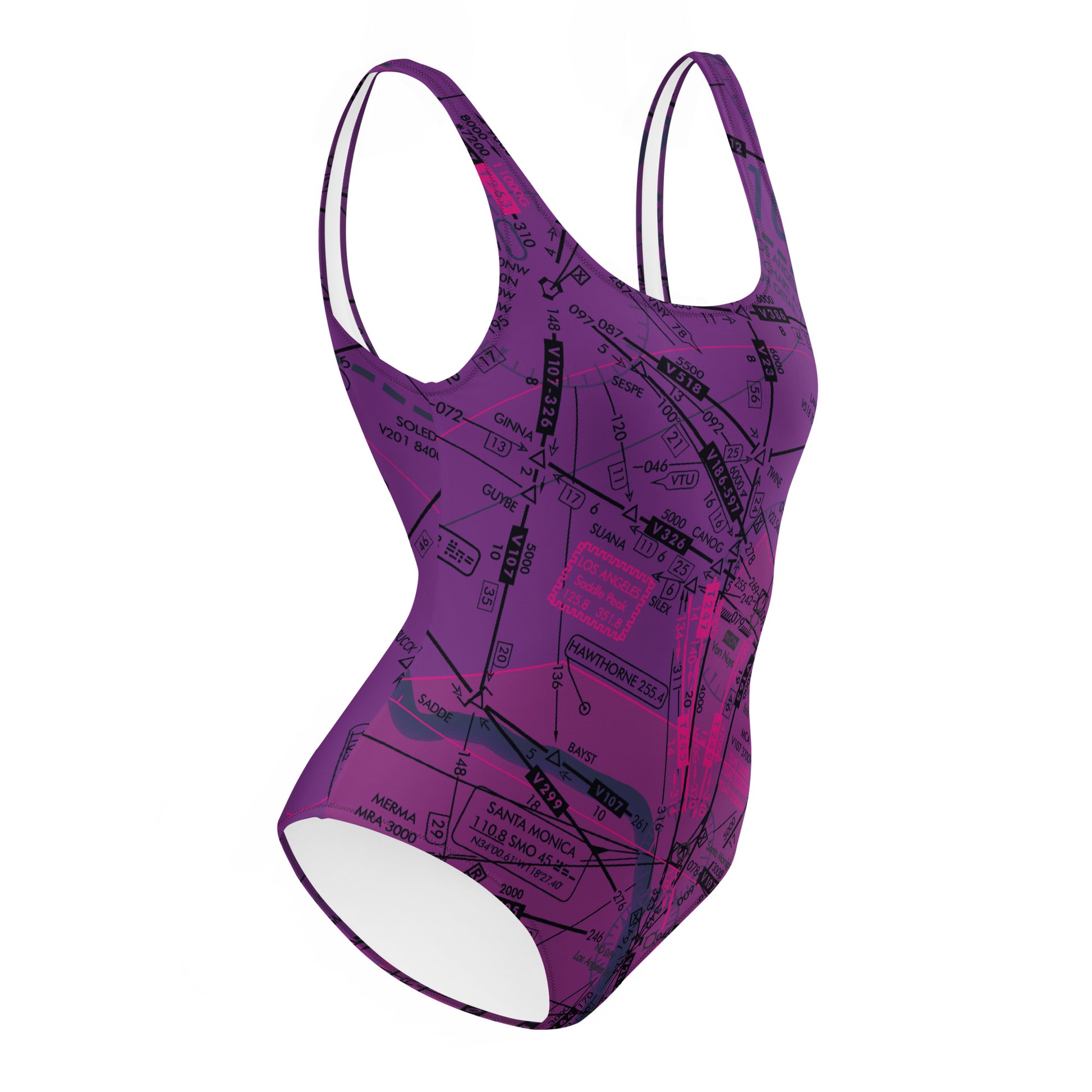 Enroute Low Altitude (ELUS3) Chart - one-piece swimsuit (purple)