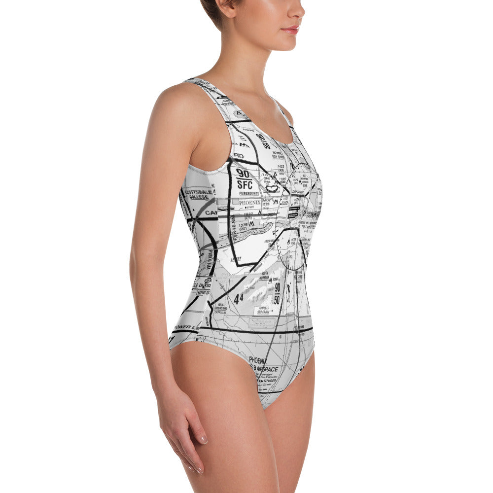 Phoenix TAC Chart one-piece swimsuit (b&w)