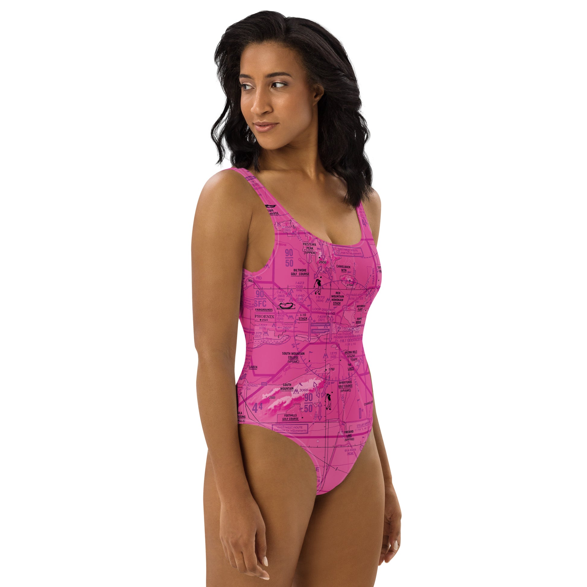 Phoenix TAC Chart one-piece swimsuit (pink)