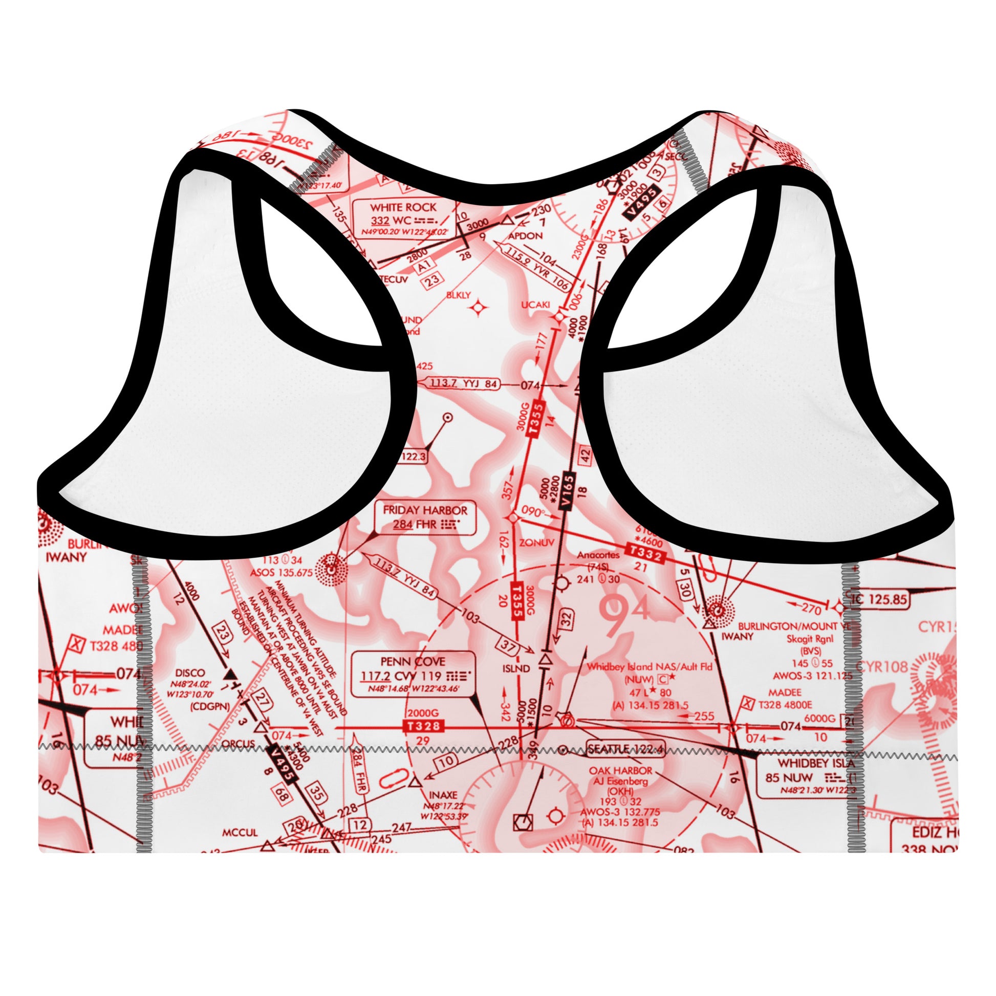 Aeronautical Chart padded sports bra (ELUS1/red&white)