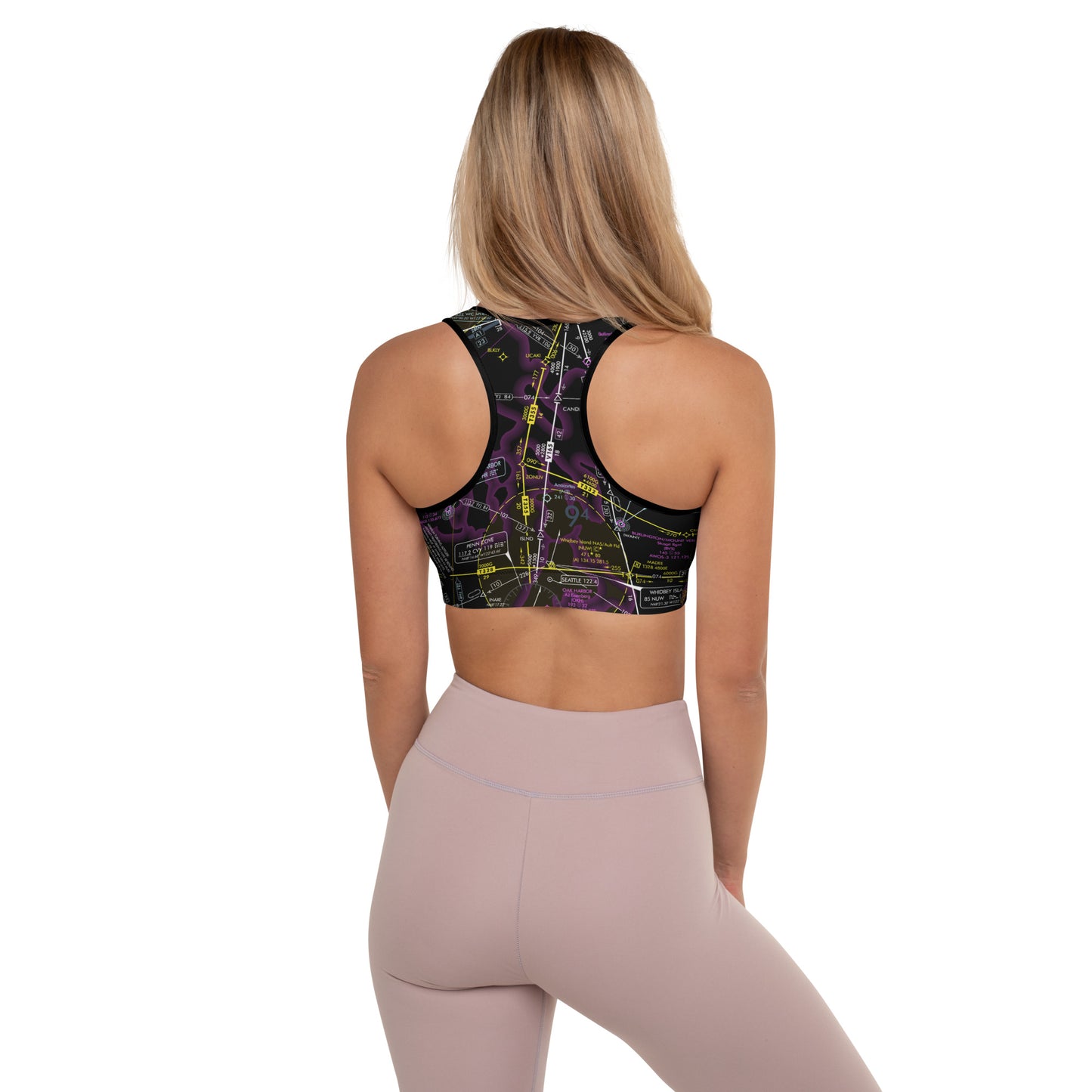 Aeronautical Chart padded sports bra (ELUS1/invert)