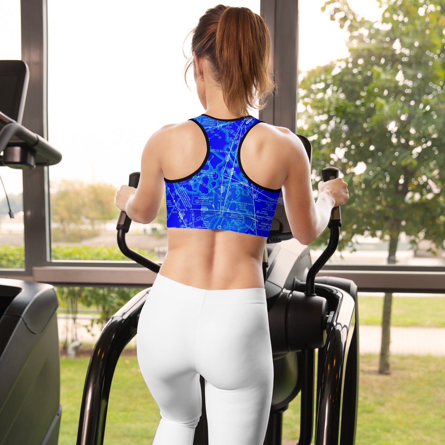 Aeronautical Chart padded sports bra (ELUS1/n.blue)