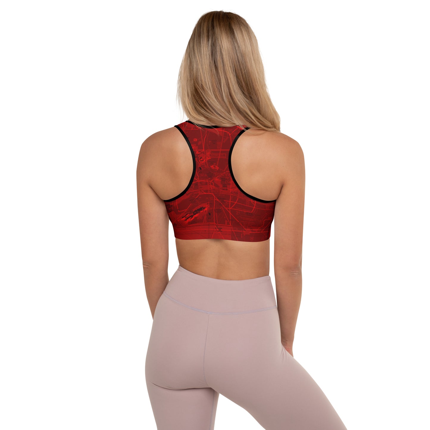 Aeronautical Chart padded sports bra (PHX/red)