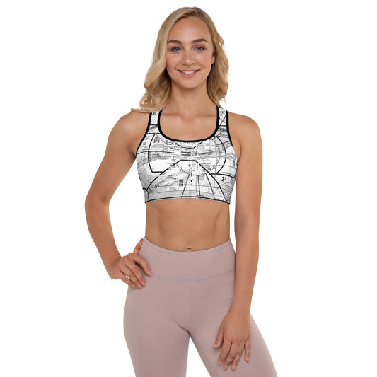 Aeronautical Chart padded sports bra (PHX/b&w)