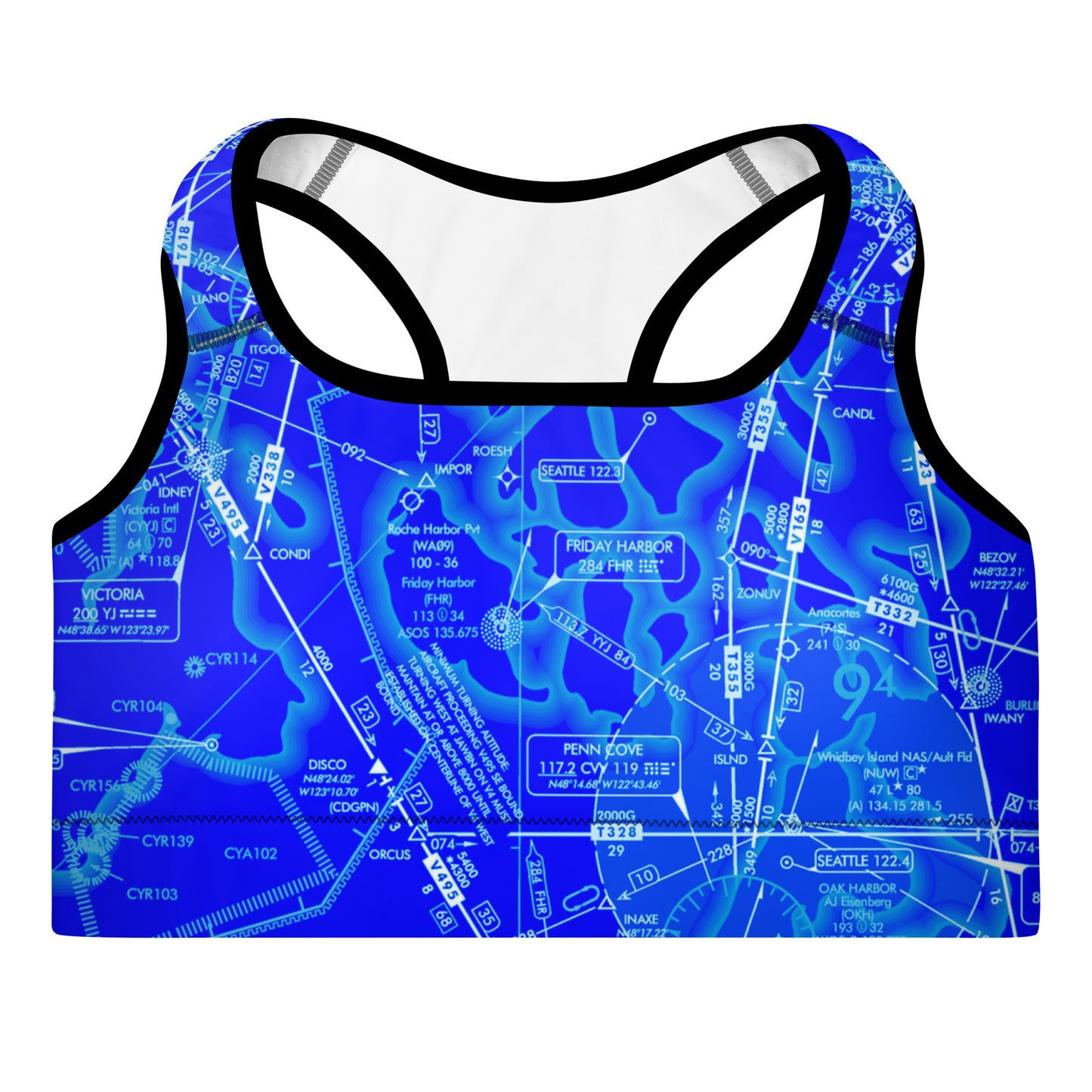 Aeronautical Chart padded sports bra (ELUS1/n.blue)