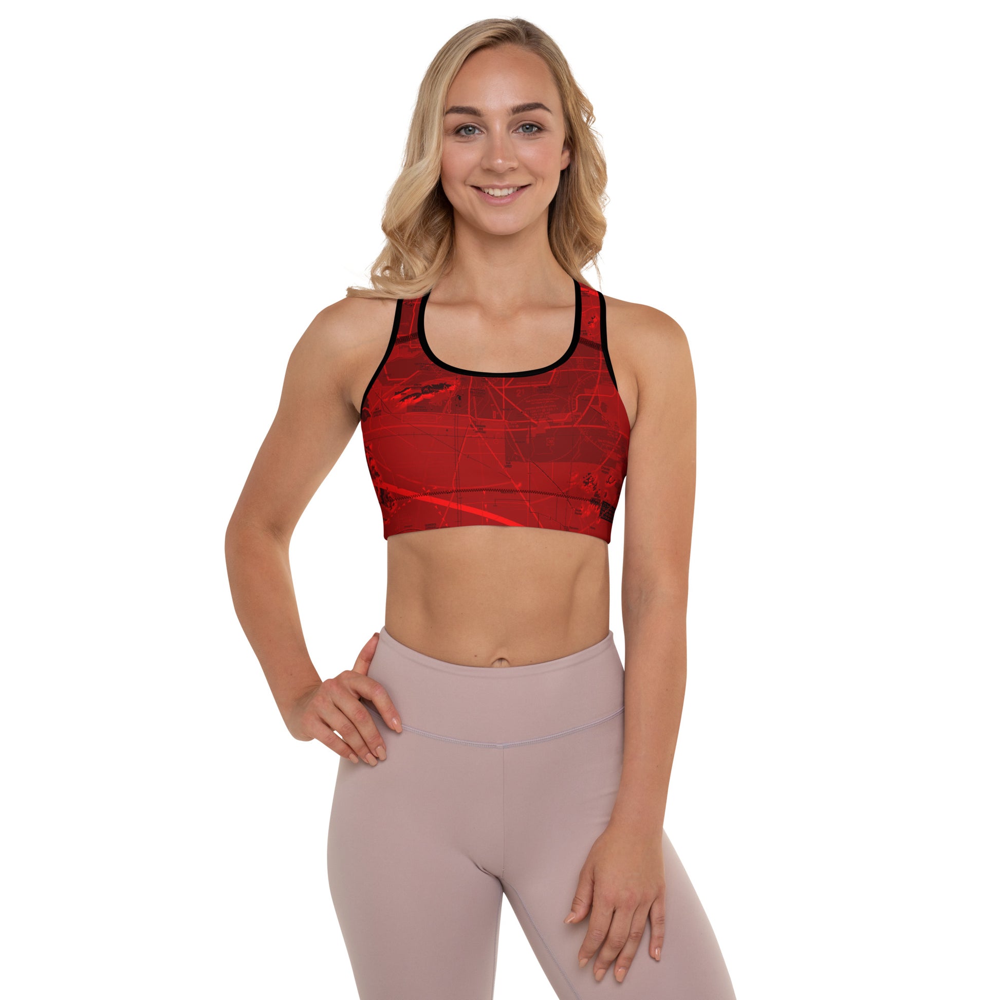 Aeronautical Chart padded sports bra (PHX/red)