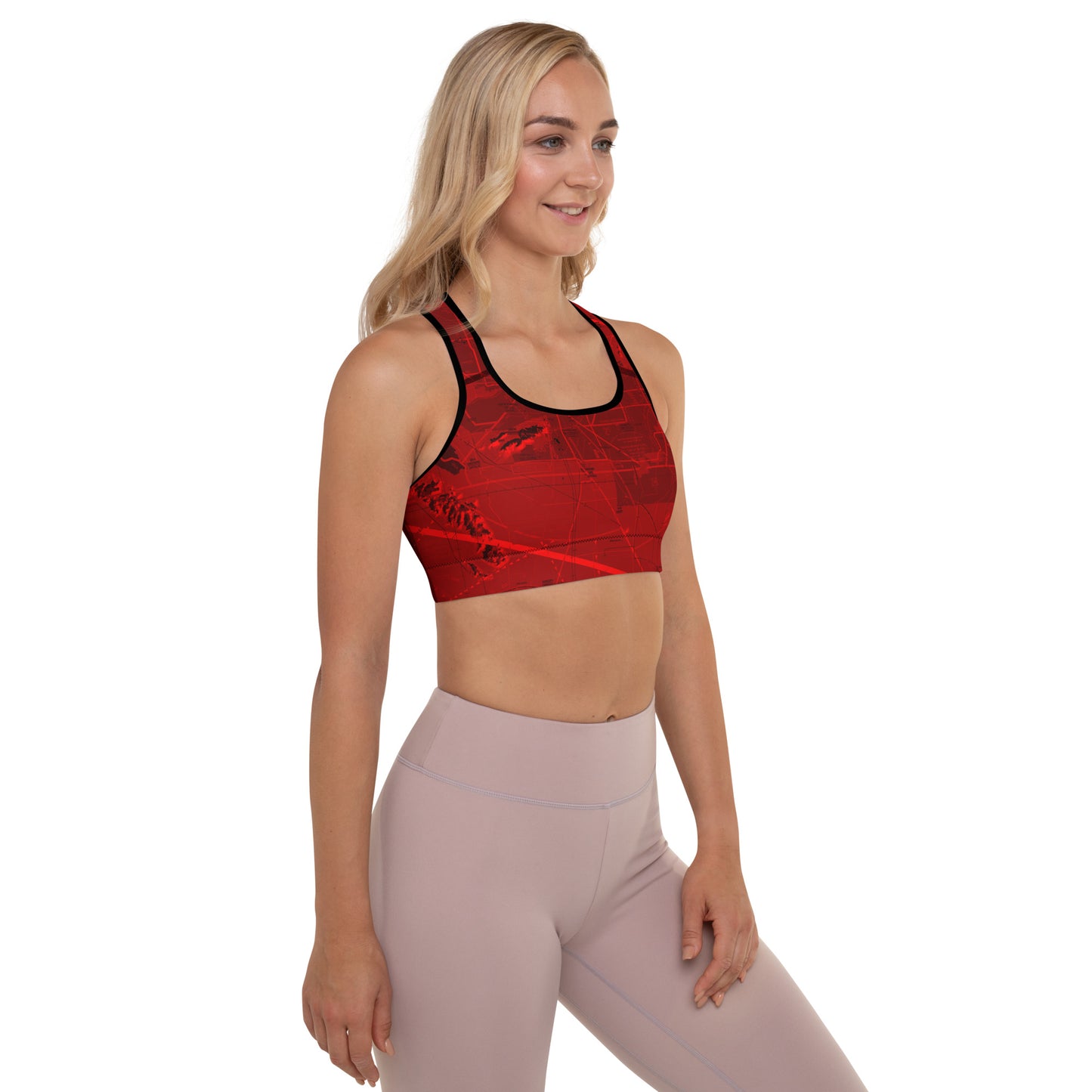 Aeronautical Chart padded sports bra (PHX/red)