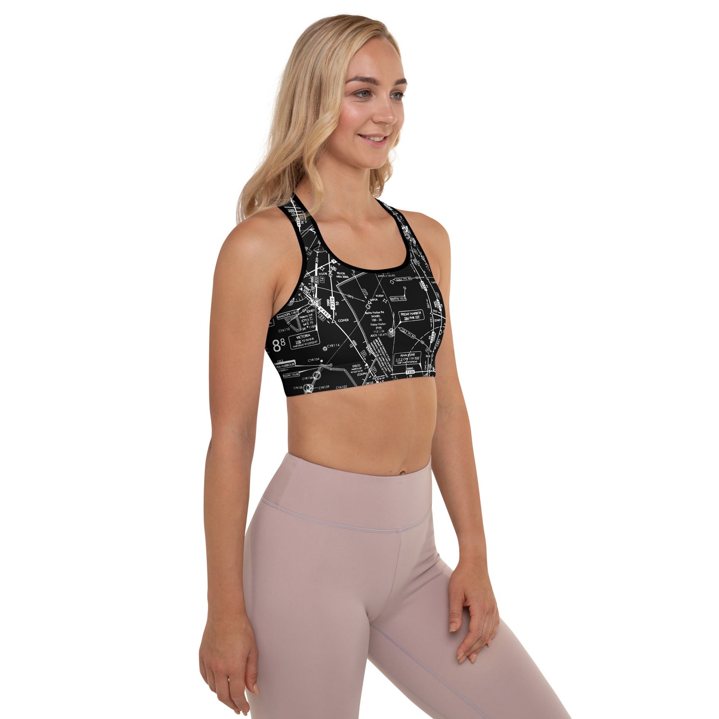 Aeronautical Chart padded sports bra (ELUS1/black)