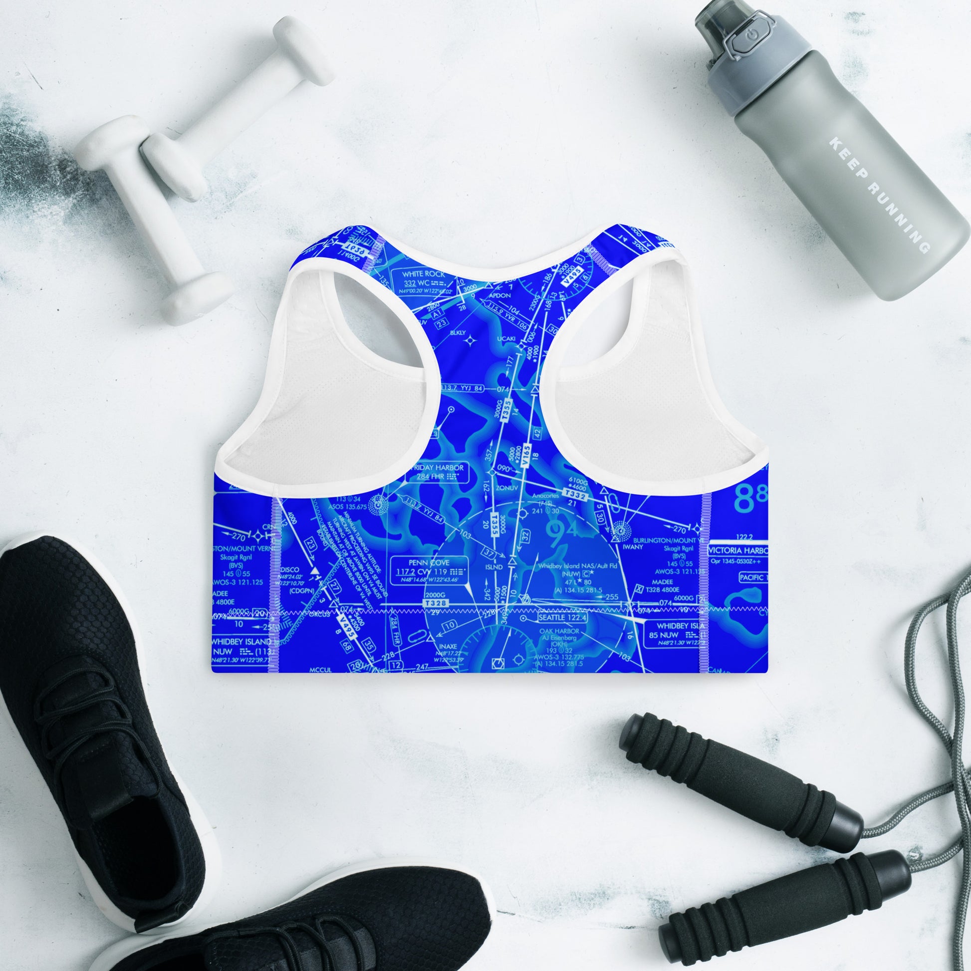 Aeronautical Chart padded sports bra (ELUS1/n.blue)