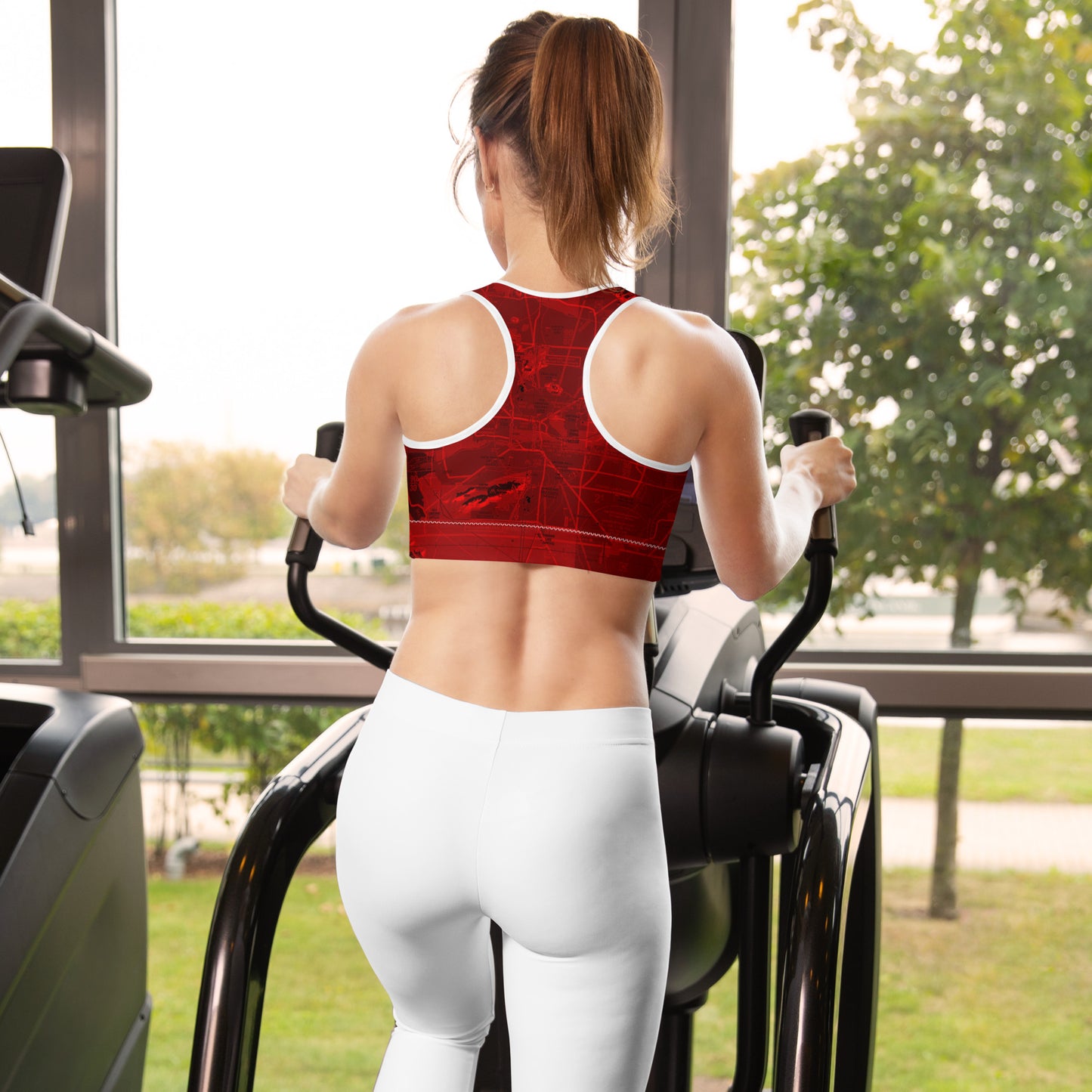 Aeronautical Chart padded sports bra (PHX/red)