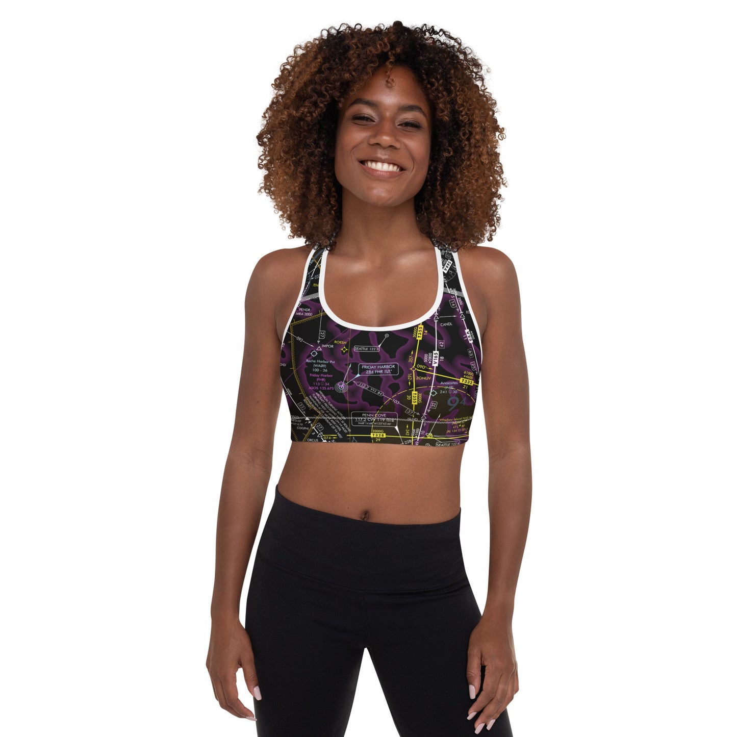 Aeronautical Chart padded sports bra (ELUS1/invert)