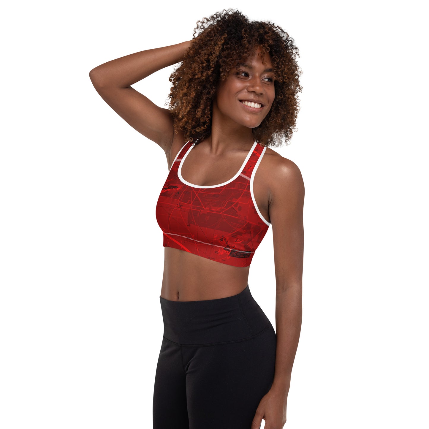 Aeronautical Chart padded sports bra (PHX/red)