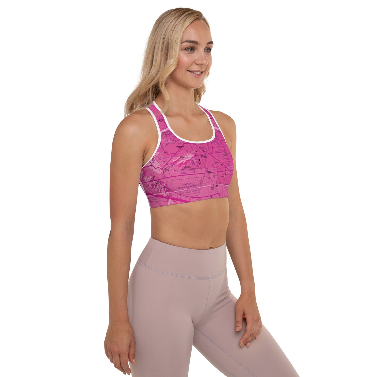 Aeronautical Chart padded sports bra (PHX/pink)
