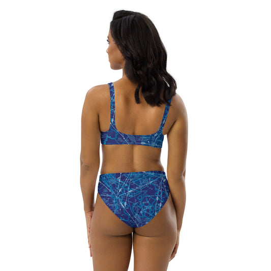 Enroute Low Altitude Chart recycled high-waisted bikini (blue)