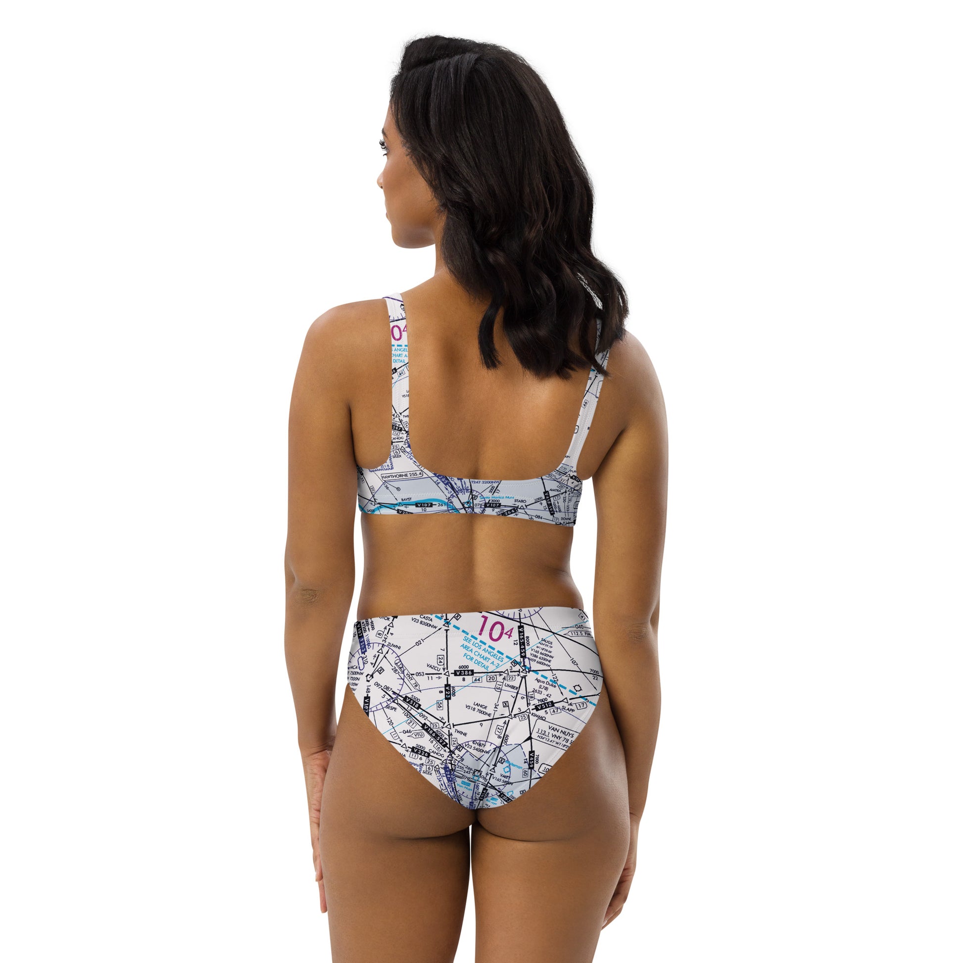Enroute Low Altitude Chart recycled high-waisted bikini (white)