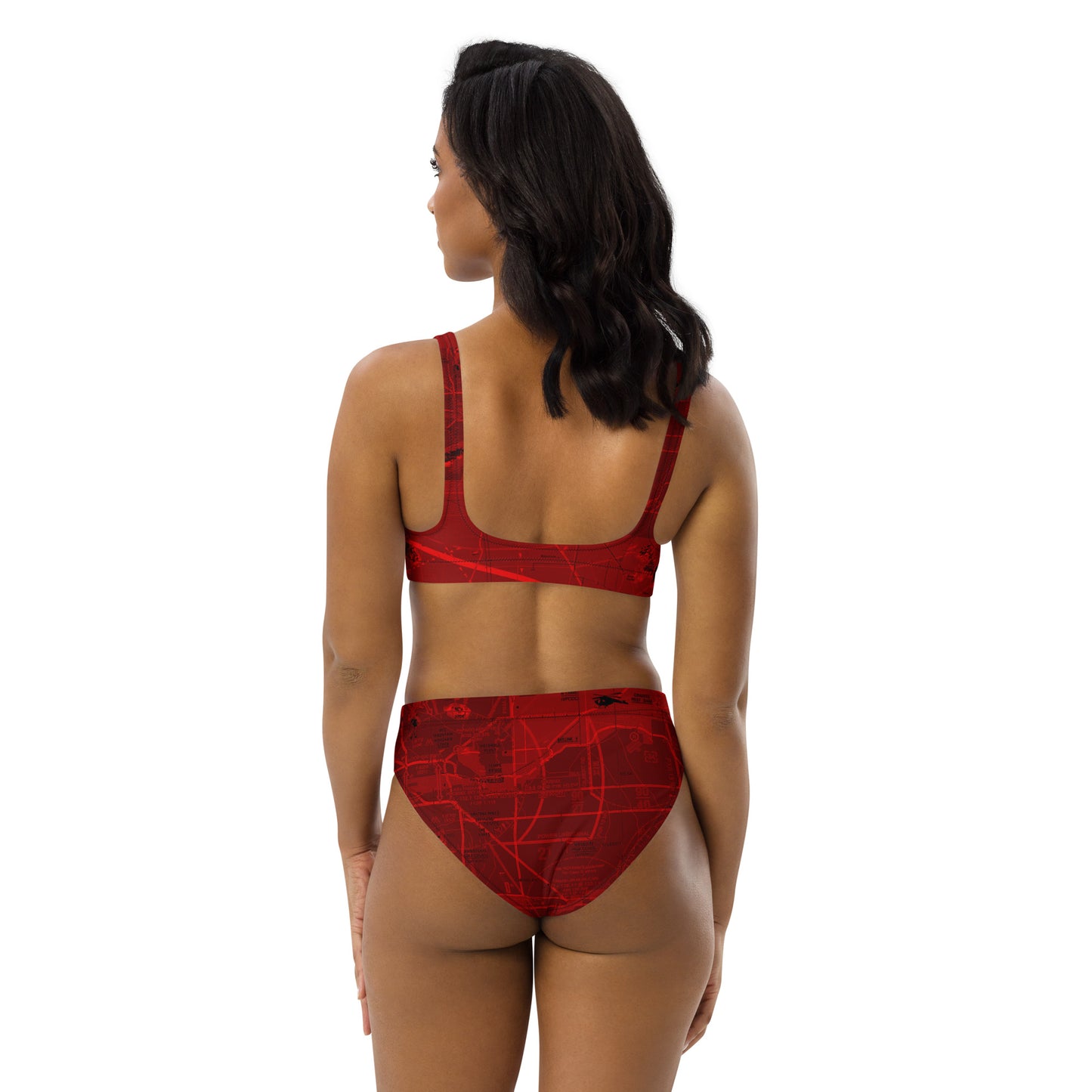 Phoenix TAC Chart recycled high-waisted bikini (red)