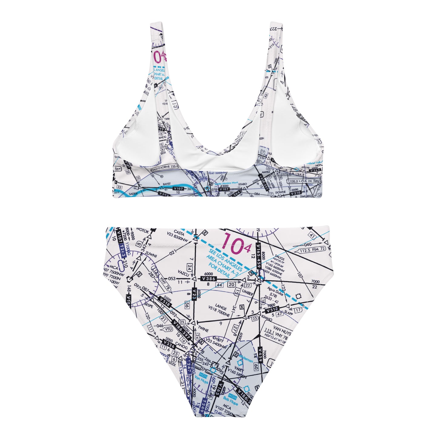 Enroute Low Altitude Chart recycled high-waisted bikini (white)