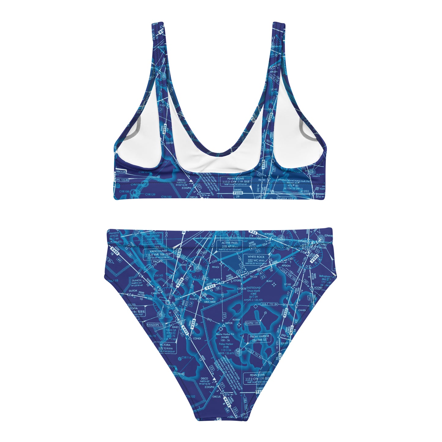 Enroute Low Altitude Chart recycled high-waisted bikini (blue)