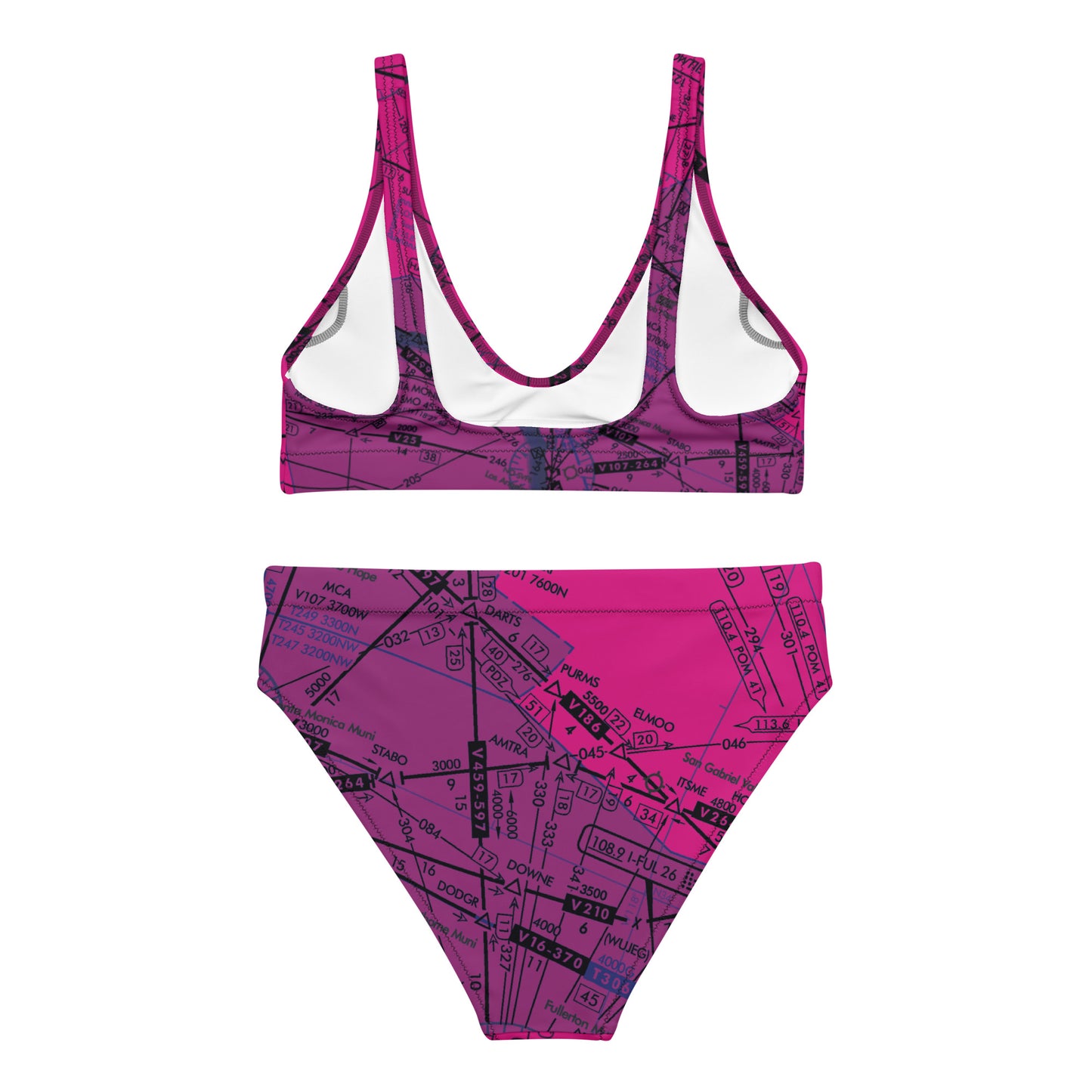 Enroute Low Altitude Chart recycled high-waisted bikini (pink)