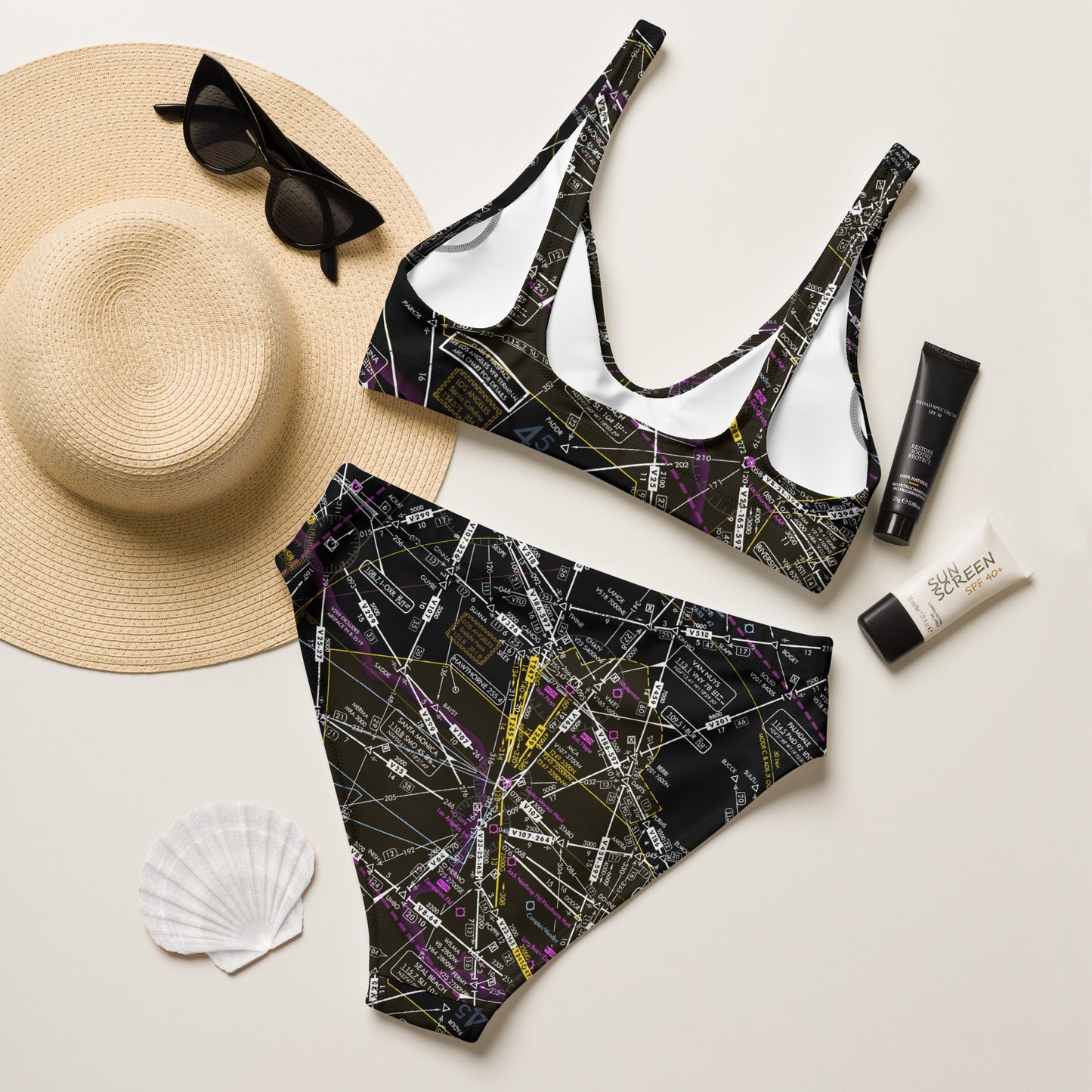 Enroute Low Altitude Chart recycled high-waisted bikini (ELUS3/invert)