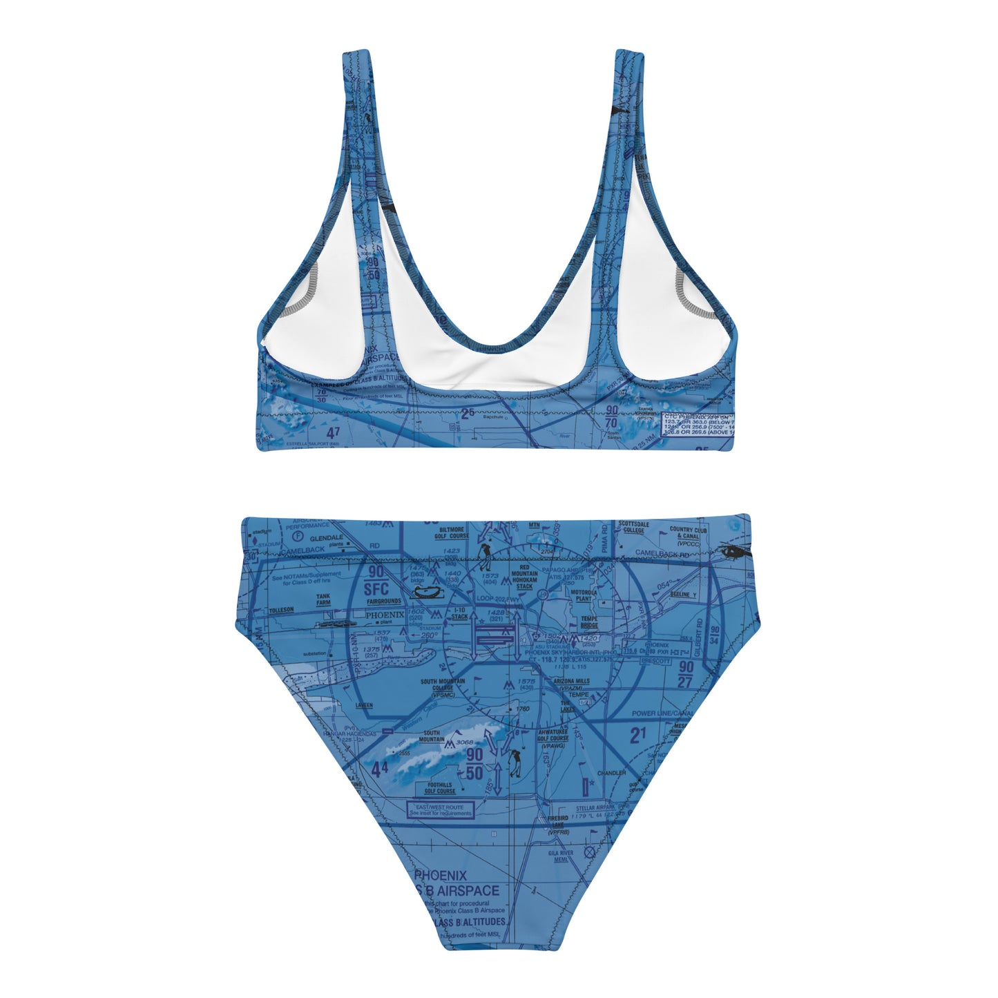 Phoenix TAC Chart recycled high-waisted bikini (blue)