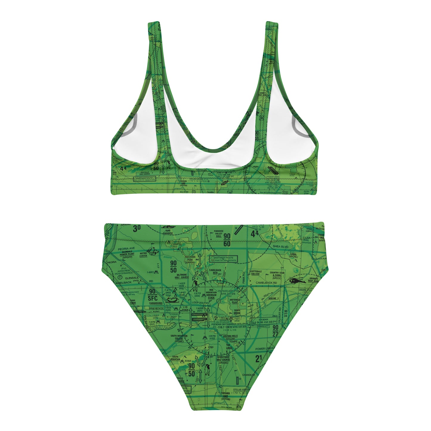 Phoenix TAC Chart recycled high-waisted bikini (green)