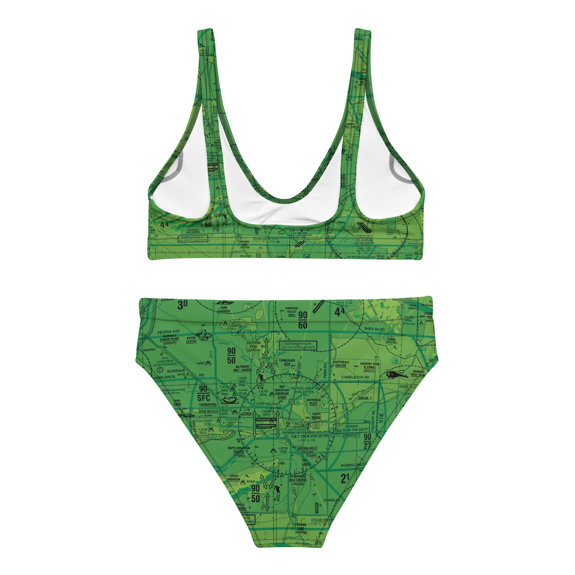 Phoenix TAC Chart recycled high-waisted bikini (green)