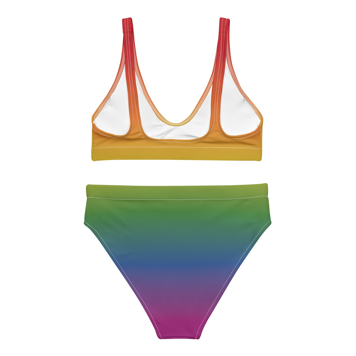 Rainbow colored recycled high-waisted bikini