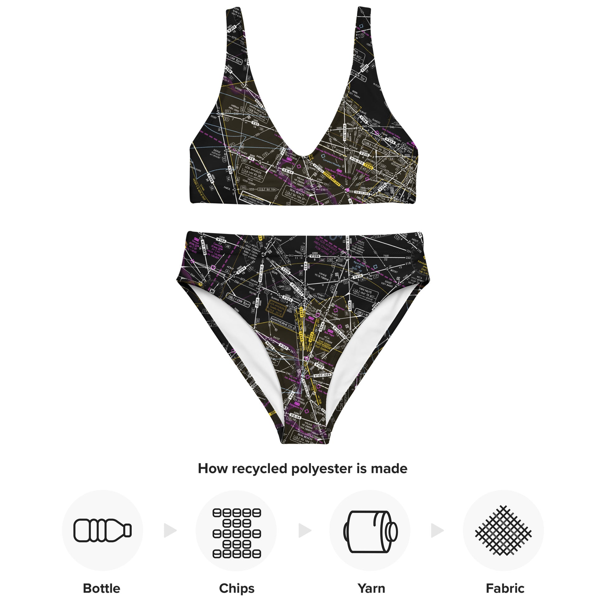 Enroute Low Altitude Chart recycled high-waisted bikini (ELUS3/invert)