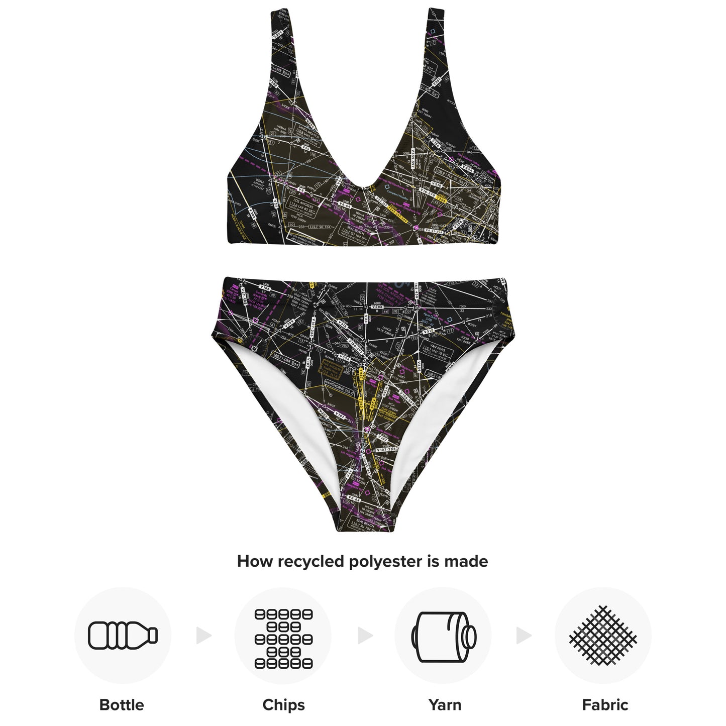 Enroute Low Altitude Chart recycled high-waisted bikini (ELUS3/invert)
